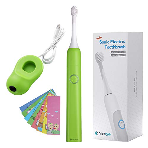 Kids Rechargeable Sonic Electric Toothbrush Just-for-Kids 3-12 ages Safest Material Lower Noise Dentists