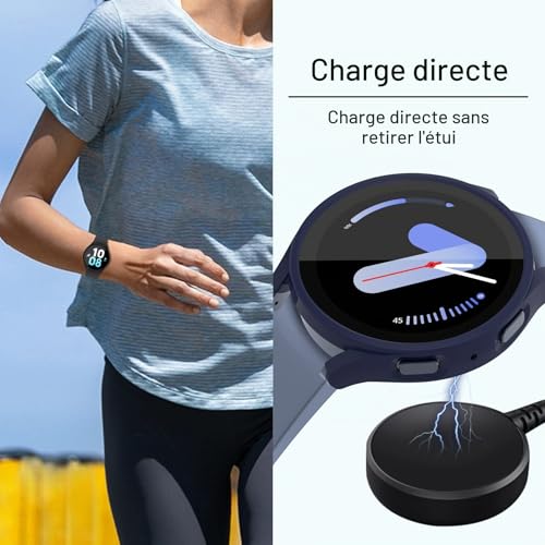 Jvchengxi [4+4Pièces] Coque Mat 44mm pour Samsung Galaxy Watch 5 & Galaxy Watch 4 Protection Écran, PC Housse de Protection + 9H Protecteur D'écran en Verre Trempé (OrRose+SableRose+Argent+Clair) – vue 6