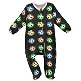 Pfrewn Cotton One-Piece Footies Soccer Balls Doodle Sleep and Play Pjs Zip Front Romper Jumpsuit Pajamas 3M