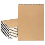 DAKFOOK 8 Pcs A3 Sketchbooks, 30 Sheets/60 Pages Up Flip Spiral Bound Sketch Pads, A3 Drawing Pad, Kraft Cover Art Scrapbooks for Drawing and Taking Notes