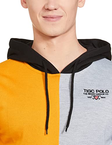 Image of The Indian Garage Co Men Slim Fit Solid Hooded Sweatshirt