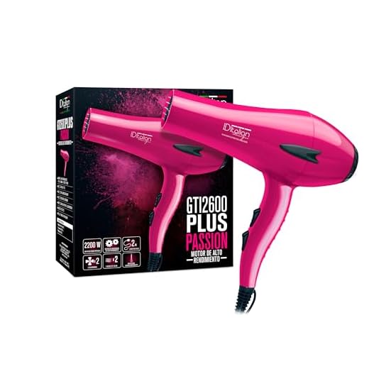 ID Italian Design - Secador Pelo Profesional GTI 2600 Passion Plus Hair Dryer | Potencia 2200W - Motor AC de Alto Rendimiento - 2 Velocidades y 3 Modos de Calor - Color Rosa