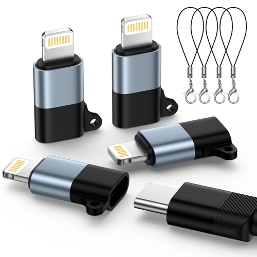 4 Pack USB C to Lightning Adapter [Apple MFi Certified] for iPhone 14/13/12/11/X/XR/XS/8/7/6/5 iPad AirPods Lightning to USB Type C Adapter Cable Adaptor PD Fast Charging & Data Sync NOT for Audio/OTG
