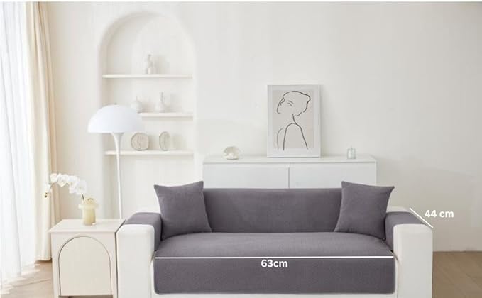 Image of HOMETHREADS Innovative Premium Sofa Cover Set with PVC Backing for Non-Slip Comfort (Light Grey, 1 Seater | 176x63cm)