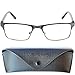 Produktbild Metall Lesebrille mit rechteckigen Gläsern - mit GRATIS Brillenetui, Edelstahl Brillengestell (Graphit), Eckige Lesehilfe Herren und Damen +1.5 Dioptrien