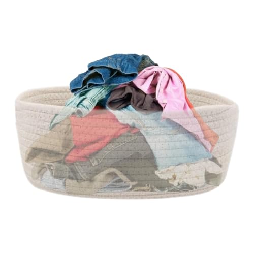 Cestas tejidas para almacenamiento, cesta de almacenamiento de cuerda | Cesta de lavandería tejida de cuerda de algodón para perros - Cesta tejida con asas, bandeja de almacenamiento para juguetes