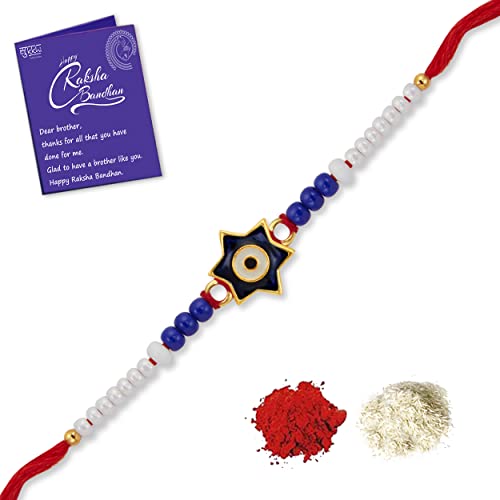 Sukkhi Rakhi Finely Evil Eye Meenakari Premium Rakhi for Brother With Roli Chawal & Greeting Card | Rakhi for Bhaiya | Rakhi for MEN | Evil Eye Meenakari Rakhi | Evil Eye Rakhi | (RAK104456) (B0B258CN5K) Amazon Price History, Amazon Price Tracker