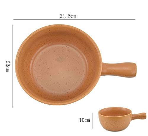 Foto von HASAYAKI Feuerfeste Keramik-Käse-Fondue-Pfanne,gelb,22,5cm Durchmesser.2,5 l Fassungsvermögen.Wärmebeständigkeit des natürlichen Materials bis 400 Grad Celsius