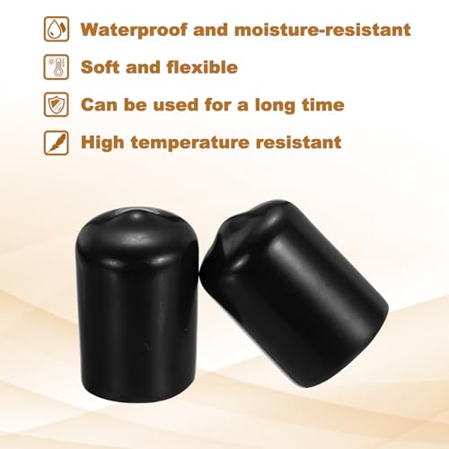 Image of uxcell 88Pcs Rubber End Caps, 15.5mm(5 /8 inch) ID 25mm(31 /32 inch) Height Round Screw Thread Protectors Flexible Screw Bolt Covers Caps for Metal Tube Rod Bolt, Black