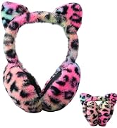 Bellisia Winter Ear Muffs Leopard Print Faux Fur Warm Earmuffs for Cold Weather Cute Tie-dyed Fol...