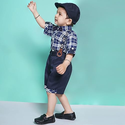 Image of AJ DEZINES Kids Casual Wear Clothing Cotton Shirt Short Set For Boys