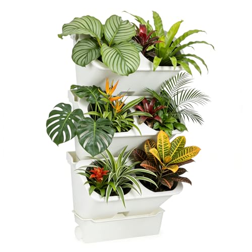 3-Tiers Vertical Wall-Mounted Planter with 6 Pots Vertical Garden Living