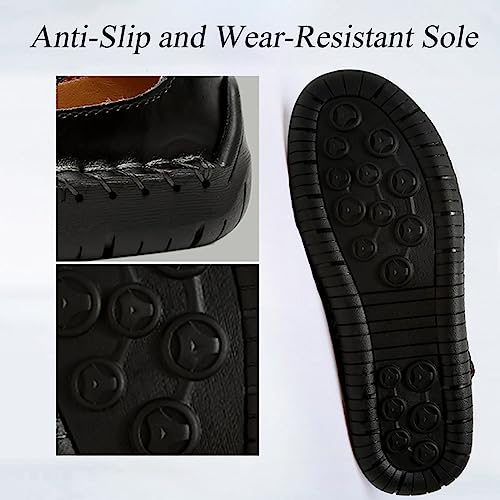 GEXECEUSS Sandals for Men Closed Toe Leather Sport Sandals Fisherman Sandals Outdoor Casual Walking Sandals Summer Water Shoes Beach Wading Shoes3