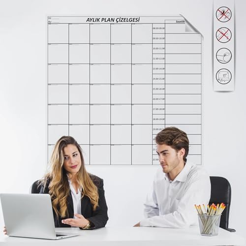 Cengo Aylık Planlayıcı Takvim Çizelgesi 100x100 Cm Kağıt Tahta Silgili Tahta Kalemi Hediyeli - Görsel 1