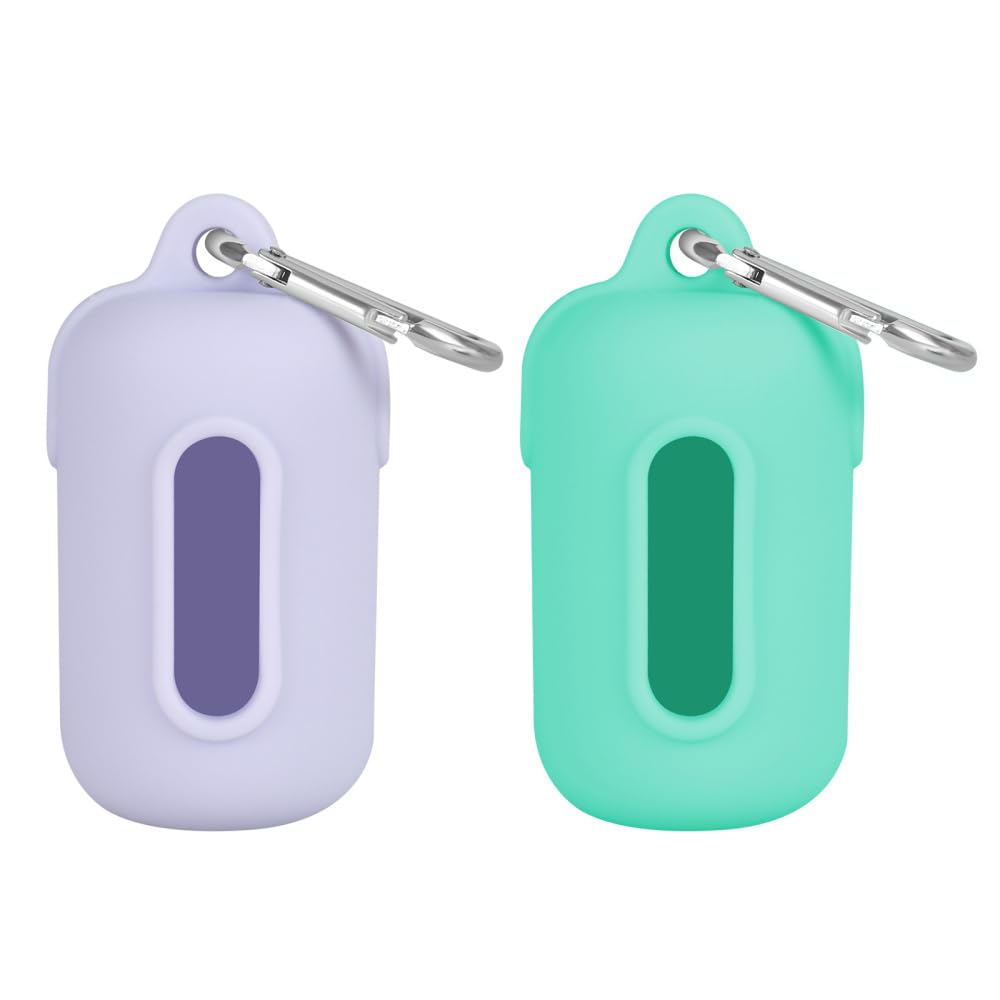 Dog Poop Bag Holder,2 PCS Silicone Pet Waste Bag Dispenser with Metal Hook Fits Any Leash for Pet Dog(not included dog poop bags)
