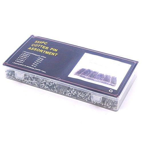 Glarks 555Pcs Heavy Duty Zinc Plated Cotter Pin Assortment Kit