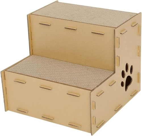 Joxoilso猫ハウス 段ボール 爪研ぎ キャットタワー 階段 猫用爪とぎ 猫ハウス ステップ キャットハウス 猫箱 猫ベッド 猫爪とぎボックス ネコファー 二層 組み立て式 簡単組み立て ストレス解消 通気 ペットハウス 実用なタイプ (39*40*3