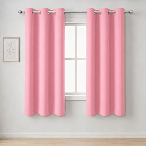 Image of LEMOMO Pink Thermal Blackout Curtains /38 x 54 Inch /Set of 2 Panels Room Darkening Curtains for Bedroom