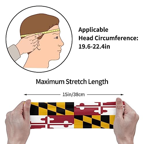 Image of Maryland Flag Sports Headbands Moisture Wicking Workout Headband Sweatband Headbands for Running Cycling Football Yoga Hairband for Men Women