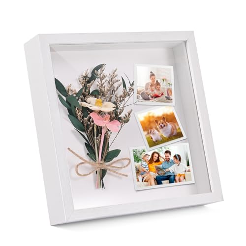 Szaboviktoria Marco 3D 20x20 cm con profundidad suficiente para objetos de hasta 3 cm, marco blanco