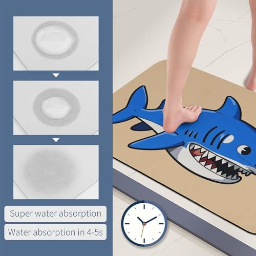 Tapis absorbant l'eau avec base antidérapante motif requin - 7