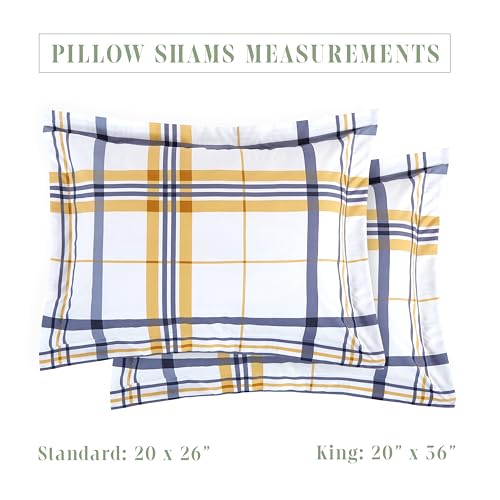 Image of Elegant Comfort 8-Piece Lodge Plaid Reversible Comforter Set - All Season Bed in a Bag, 4-Piece Sheet Set Featuring Smart Pockets, Matching Shams and Decorative Pillow, Full /Queen, Gold