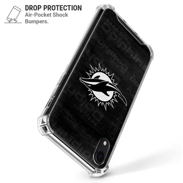 Skinit Clear Phone Case Compatible with iPhone XR - Officially Licensed NFL Miami Dolphins Black & White Design