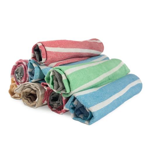 Image of Premium 8 Pcs Hand Towels | 250 GSM Cotton | Face Towel | Kitchen Towel | Floor Towel | Soft Towels | Size 16W x 25L Inches | Striped & Solid Pattern. (Pack of 8)
