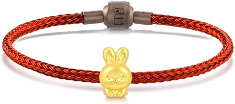 CHOW SANG SANG 999 24K Solid Gold Mini Charm Chinese Zodiac Lovely Cute Animal Mini Charm Blessing Bracelet for Women 93694C (Rabbit)
