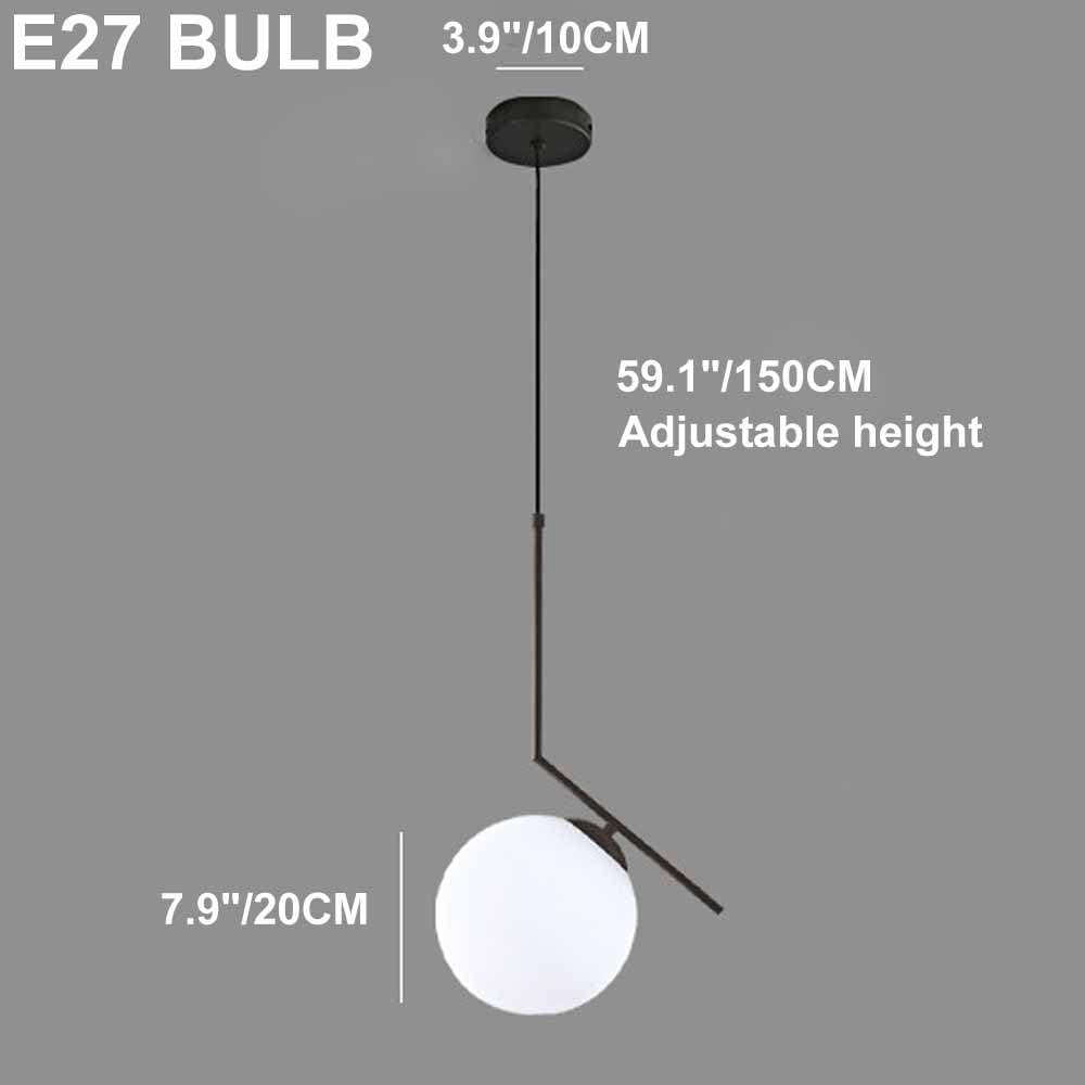 TRIVIDHA Lampade A Sospensione in Vetro Nordico Lampada A Sospensione in Vetro A Globo Bianco per Isola Cucina Moderne Lampade A Sospensione in Metallo per Camera da Letto Soggiorno Bar