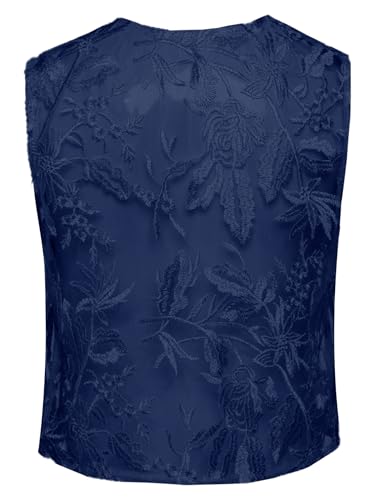 Moily Kids Girls Boys Retro Dance Waistcoat Mesh Floral Lace Zip Front Vest Hippie Dance Cardigan4