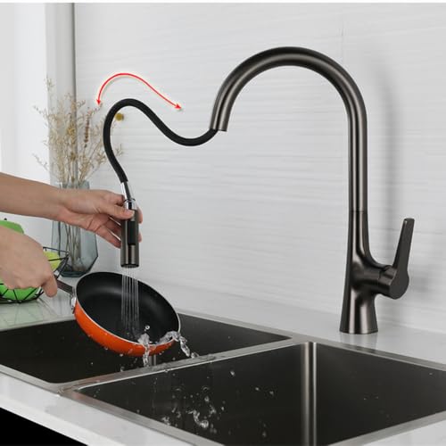 Robinet de cuisine extractible pour îlot central et évier double bac