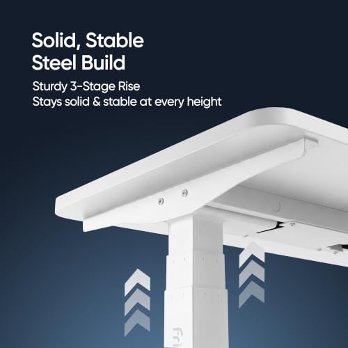 Image of Frido ErgoLuxe Electric Standing Desk, Height Adjustable Sit Stand Desk with Dual Motor, 3 Programmable Height Button & 120kg Capacity, Workstation for Home Office, Study, Gaming | Wide- White