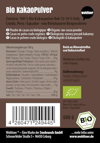 Echter Rohkakao aus der ganzen Kakaobohne + Bio Kakaopulver Raw aus Peru/Ecuador von Wohltuer