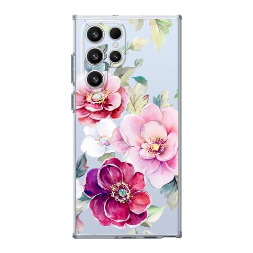 Coque Galaxy S24 Ultra transparente silicone souple protection florale 6,8'' Blingy's