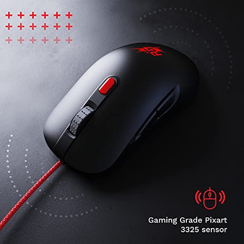 Image of Redgear X12 v2 Wired Gaming Mouse with RGB & Macro Customization, Upto 10k DPI, 6 programmable Buttons, 20 Million clicks, Pixart 3325 Sensor and Pure PTFE White Skates(Black)