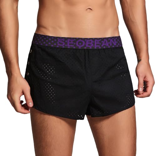 Men's Cotton Boxers, Low-Rise Underwear Shorts with Air Hole, Sleepwear