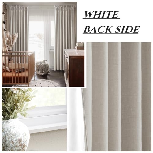 Image of 95 Inch Curtains 2 Panel Set,Boho Linen Thick Textured Window Treatments Curtains for Track System Pinch Pleated Draft Blocking Weather Drapes Patio Door / Nursery Blackout 95 Inches Long Drapes