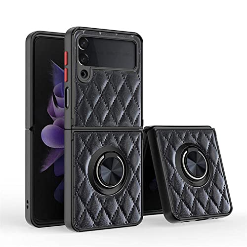 Coque Samsung Z Flip 4 5G cuir Armor Ring Stand housse antichoc noir
