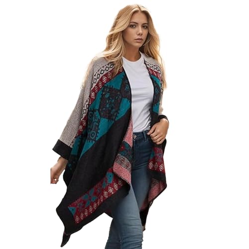 Listado de Poncho Ropa los 5 más buscados. 46 Poncho y Capas para Mujer, Chal Pashmina Grande con Frente Abierto, Reversible Multicolor - Shawl Elegante,Regalo Perfecto para Familia Amigas y Mayores (Tótem)