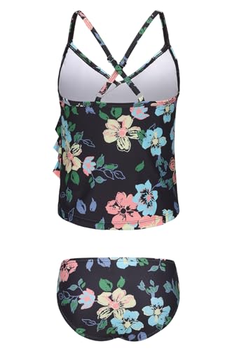 Image of Girls Tankini Swimsuits Two Piece Bathing Suit Hawaiian Ruffle Swimwear Set for Kids Girls 3-16 Years