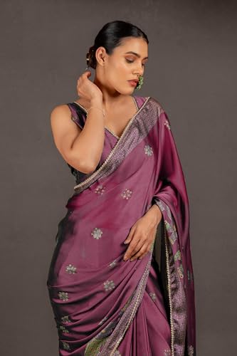 Image of MIRCHI FASHION Saree for Woman Chiffon Foil Work Floral Printed | Ethnic Sari for Function and Farewell with Unstitched Blouse Piece (Available in 15 Colors)