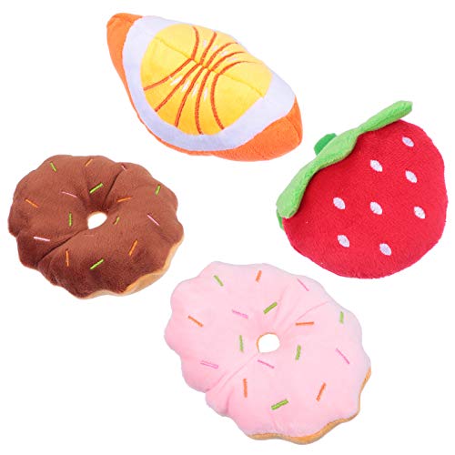 VILLCASE 4Pcs Dog Squeaky Brinquedos de Frutas Forma de Pelúcia Animal de Estimação Brinquedo Do Gat