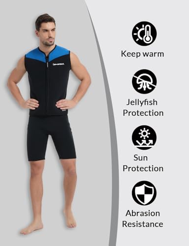 Lemorecn Mens Wetsuit Top Premium Neoprene 3mm Zipper Wetsuit Vest miniatura 5