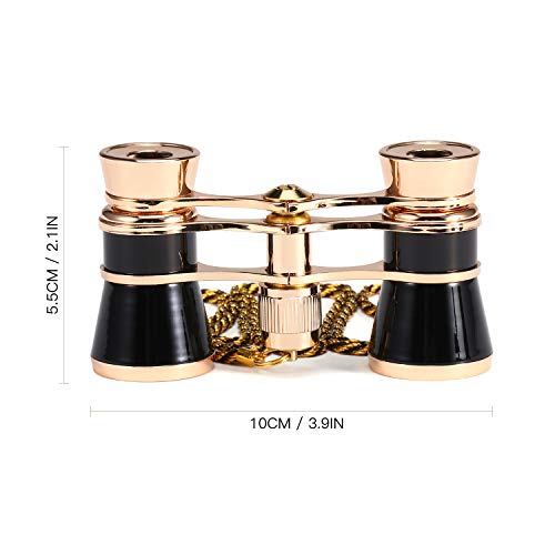 Ajcoflt 3x25 Ópera Óculos Lente Retro Corpo de Metal Mini Binóculos de Teatro com Corrente/Alça para