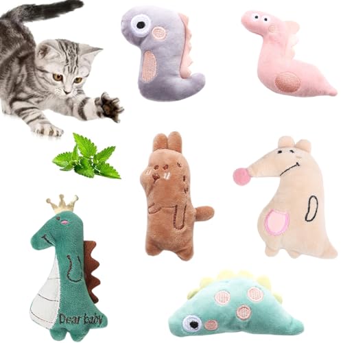6Pcs Catnip Jouets Souris, Teeth Cleaning Jouet Interactif à l&rsquo;herbe à Chat, Mini en Peluche Jouet à Mâcher à l&rsquo;herbe à Chat pour Kicking, Playing and Indoor Interacting