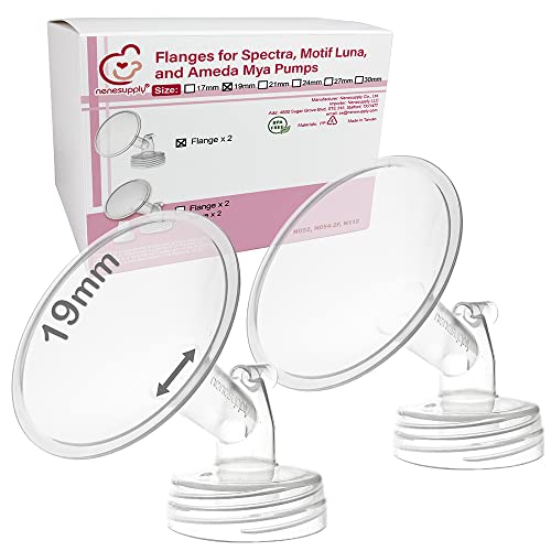 Image of Nenesupply 19mm 2 pc Flanges Compatible with Spectra S2 S1 9 Plus Synergy Gold Breastpump Replacement to Spectra Pump Parts Flange Accessories Wide Mouth Work with Valve Backflow Protector Bottle