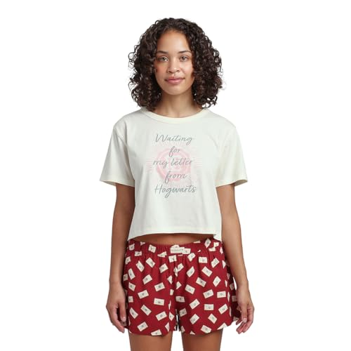 Bioworld Harry Potter Waiting For My Letter From Hogwarts Crop Tee And Shorts Sleepwear Set-Medium