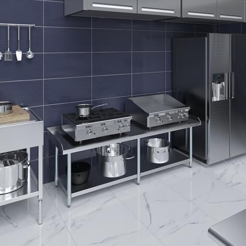 Image of AmGood Stainless Steel Equipment Stand - Heavy Duty, Commercial Grade, with Undershelf, NSF Certified (24 inch Width x 72 inch Length)