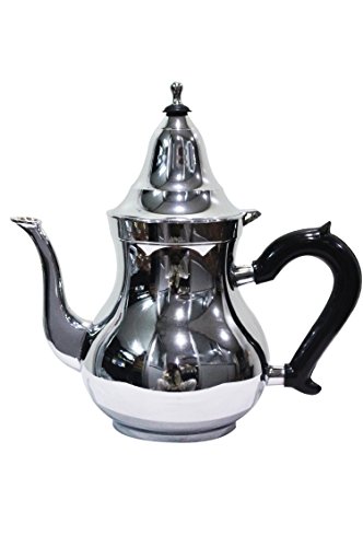 Tetera de plata marroquí hecha de latón Baran 800 ml | Cafetera Oriental con Mango y Filtro integrado | Jarra en el estilo de Marrakech como decoración para el hogar o la cocina